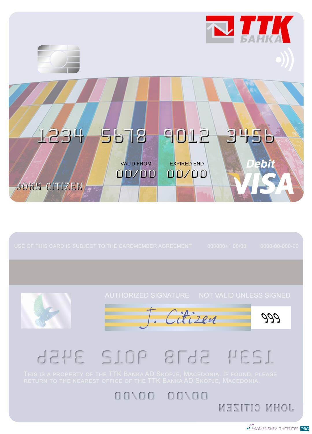 Download Macedonia TTK Banka AD Skopje visa debit card Photoshop template